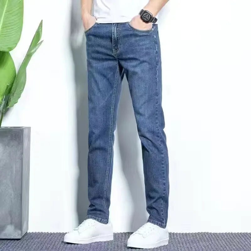 Spring and autumn new men's jeans, stretch pants, fashionable slim - fitting skinny pants, and men's mid - waist casual pants - PratSN