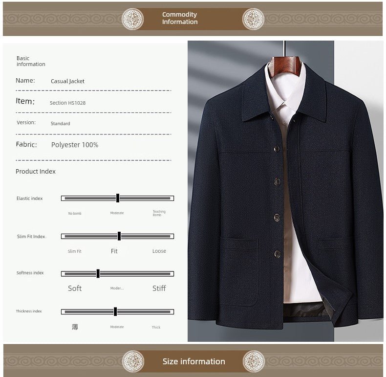 Spring and Autumn Old Man Grandpa Father Lapel Jacket - PratSN