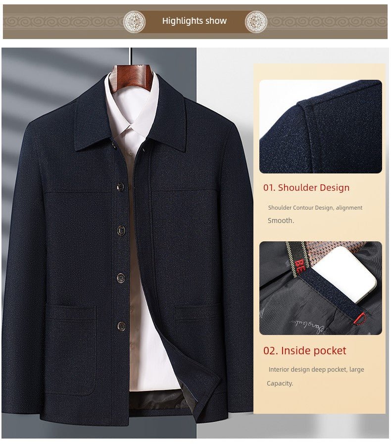 Spring and Autumn Old Man Grandpa Father Lapel Jacket - PratSN