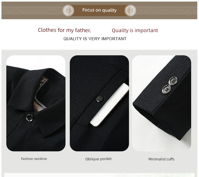 Spring and Autumn Old Man Grandpa Father Lapel Jacket - PratSN