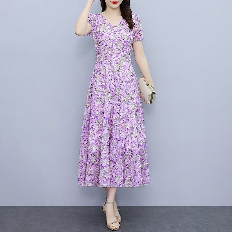 Spring And Summer Chiffon Floral Dress - PratSN