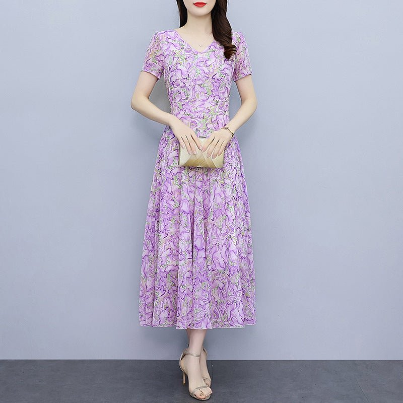 Spring And Summer Chiffon Floral Dress - PratSN