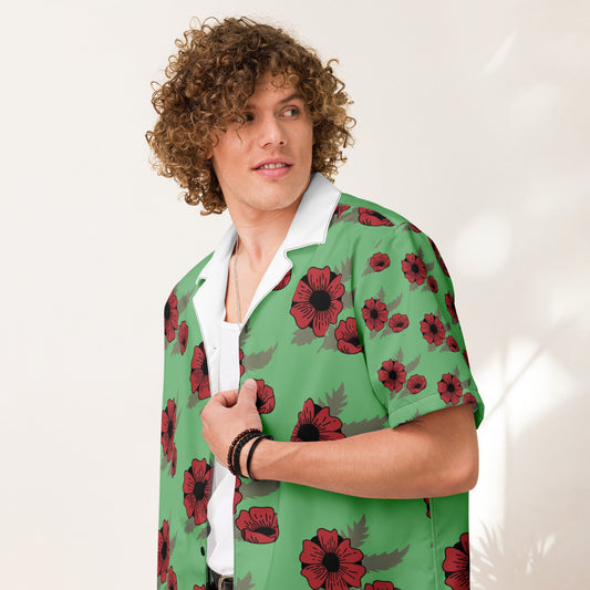 Spring and Summer looming Pattern Button Shirt - Unisex button Shirt - PratSN