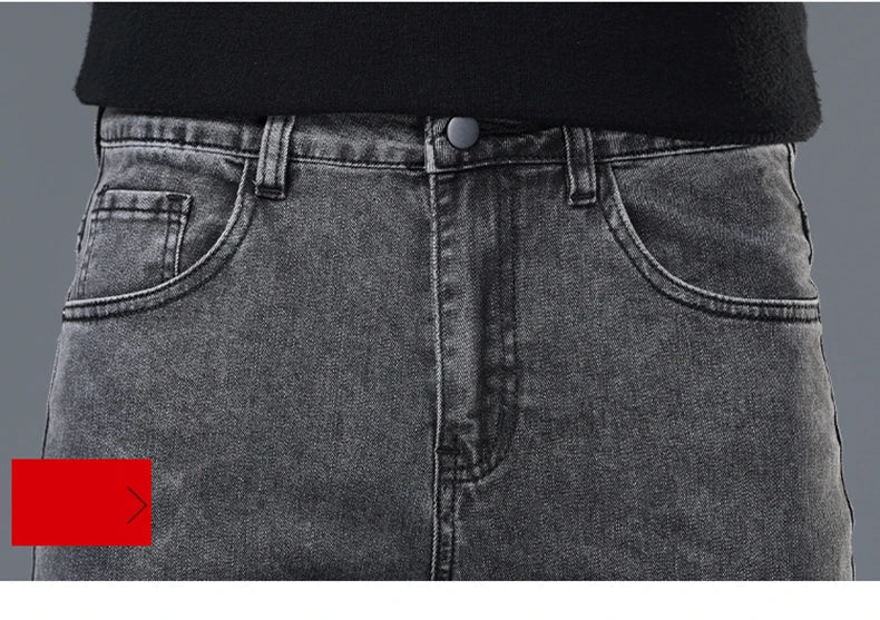 Spring and Summer New Men's Jeans Simplified Korean Edition Slim Fit Straight Leg Versatile Shaped Mid Waist Elastic Men's Jeans - PratSN