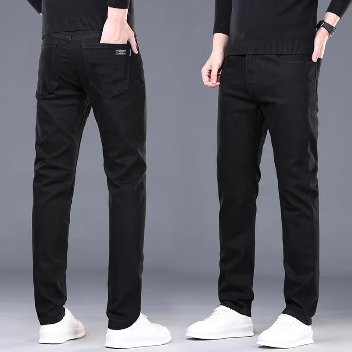 Spring and Summer New Men's Jeans Simplified Korean Edition Slim Fit Straight Leg Versatile Shaped Mid Waist Elastic Men's Jeans - PratSN