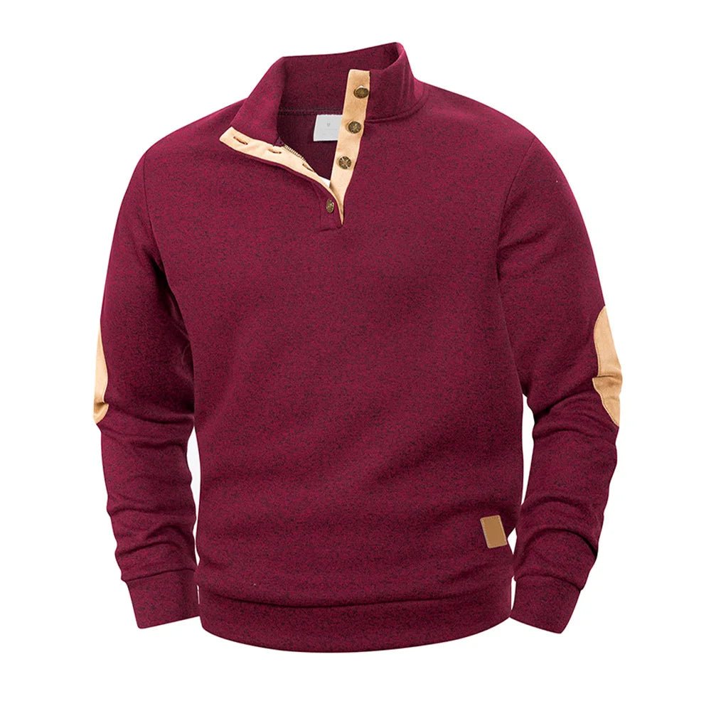 Spring Autumn Men's Casual Pullover Button Down Stand Collar Henley Polo Coats Long Sleeve Stand Collar Sweatshirts for Sport - PratSN