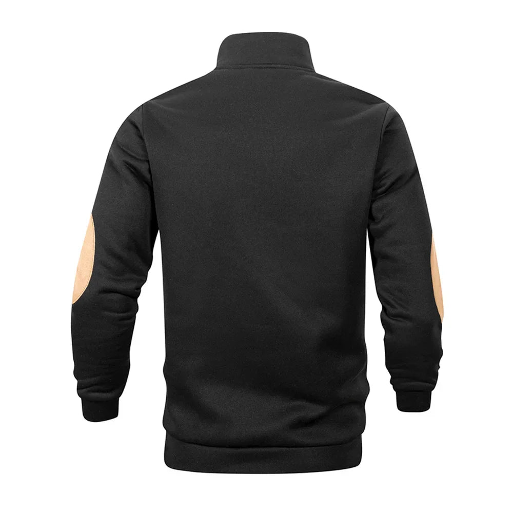 Spring Autumn Men's Casual Pullover Button Down Stand Collar Henley Polo Coats Long Sleeve Stand Collar Sweatshirts for Sport - PratSN