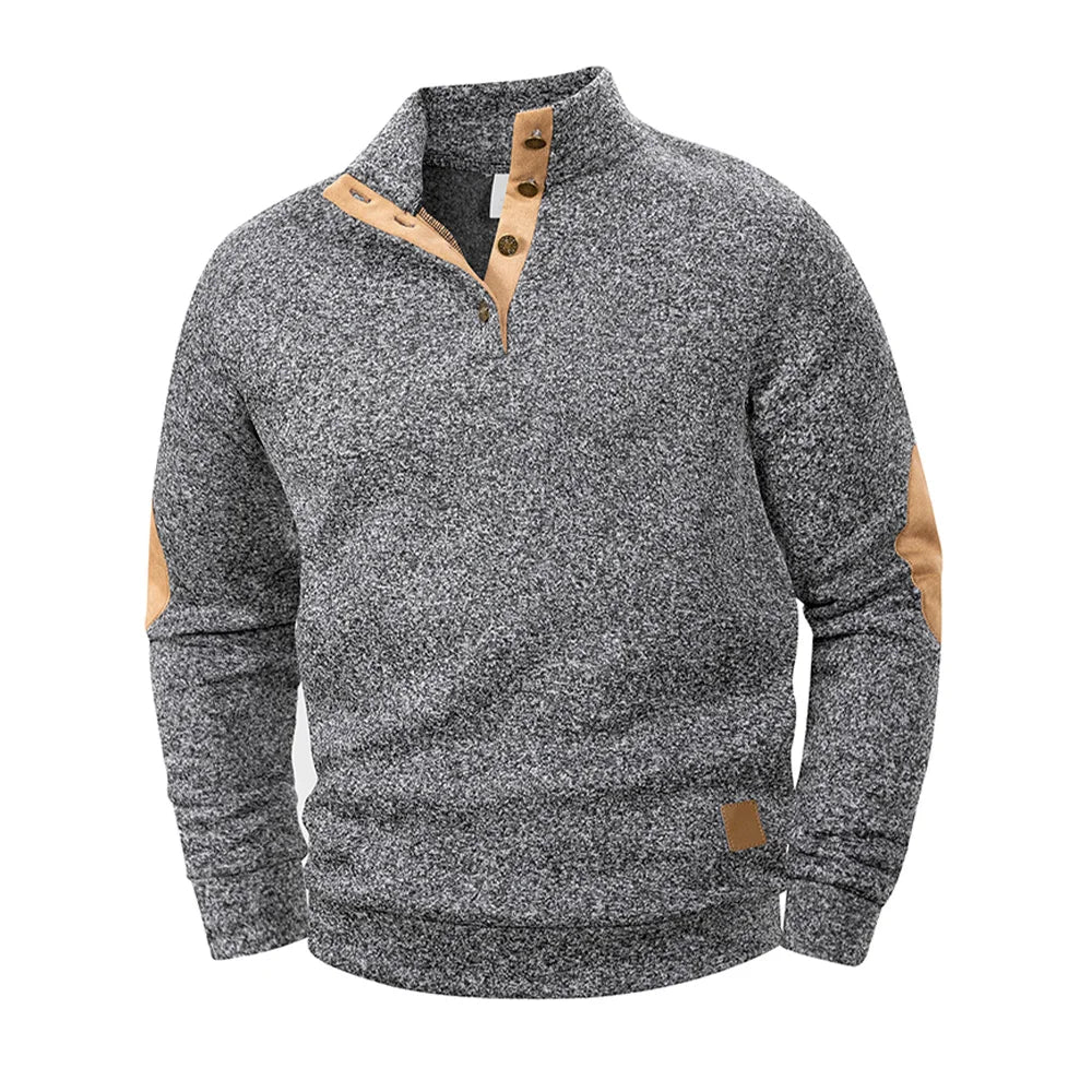 Spring Autumn Men's Casual Pullover Button Down Stand Collar Henley Polo Coats Long Sleeve Stand Collar Sweatshirts for Sport - PratSN