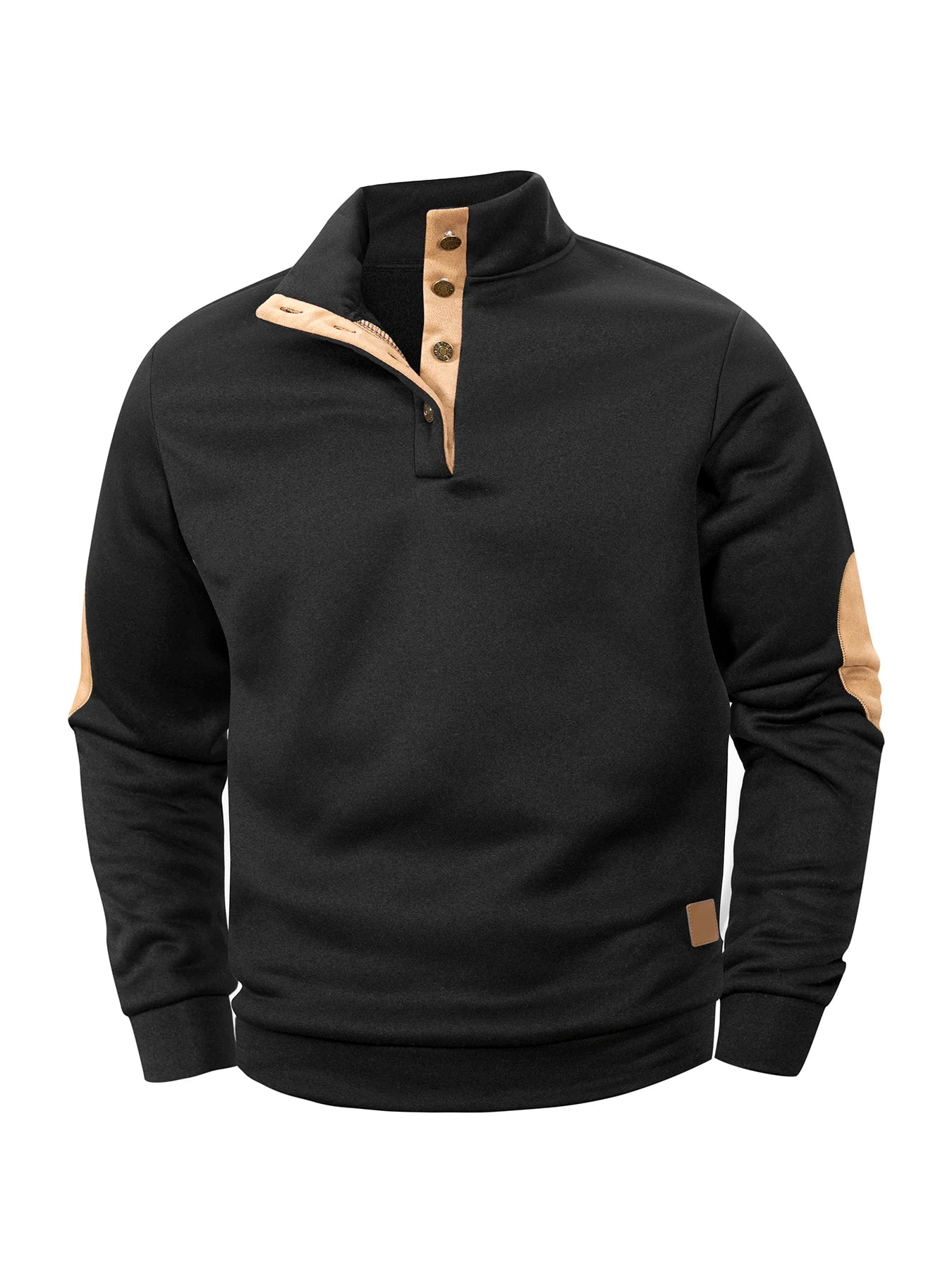 Spring Autumn Men's Casual Pullover Button Down Stand Collar Henley Polo Coats Long Sleeve Stand Collar Sweatshirts for Sport - PratSN