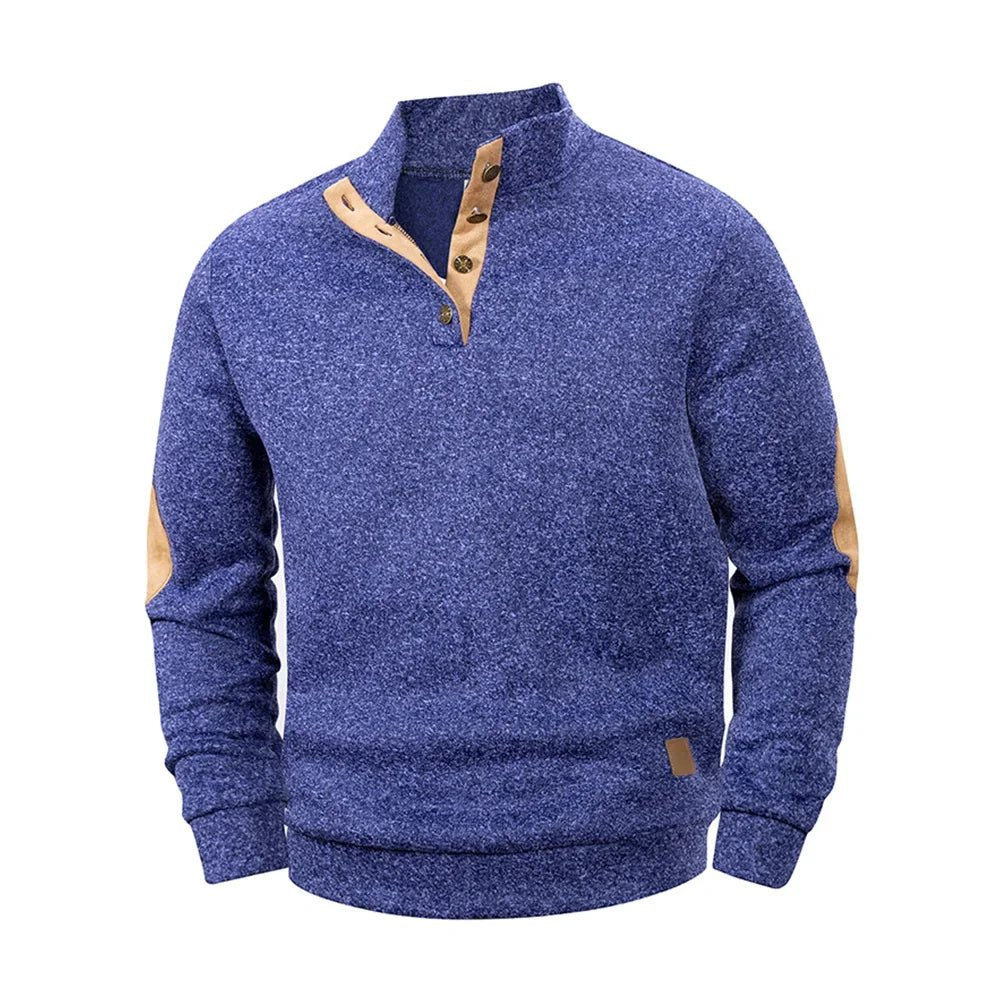 Spring Autumn Men's Casual Pullover Button Down Stand Collar Henley Polo Coats Long Sleeve Stand Collar Sweatshirts for Sport - PratSN