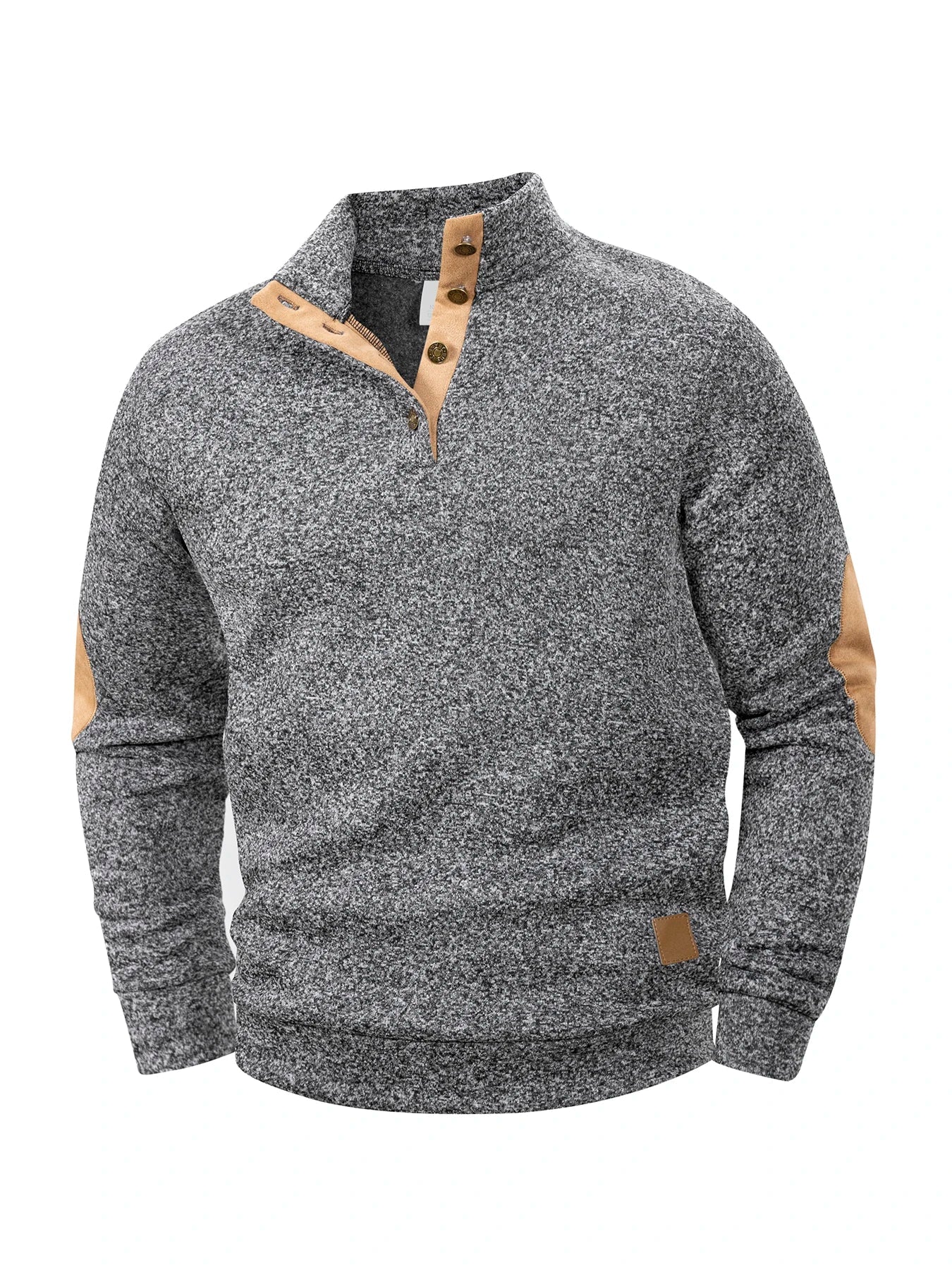 Spring Autumn Men's Casual Pullover Button Down Stand Collar Henley Polo Coats Long Sleeve Stand Collar Sweatshirts for Sport - PratSN