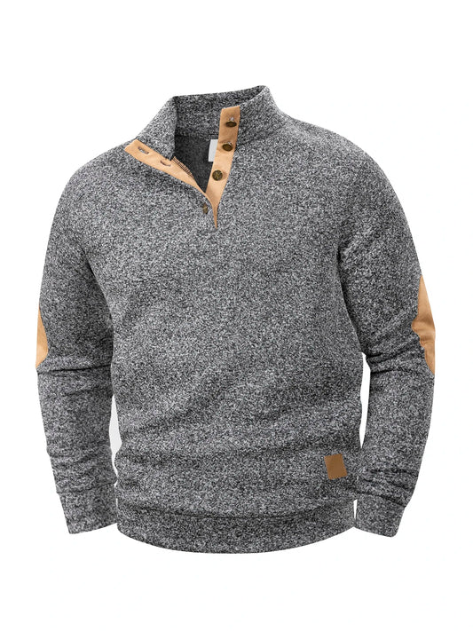 Spring Autumn Men's Casual Pullover Button Down Stand Collar Henley Polo Coats Long Sleeve Stand Collar Sweatshirts for Sport - PratSN
