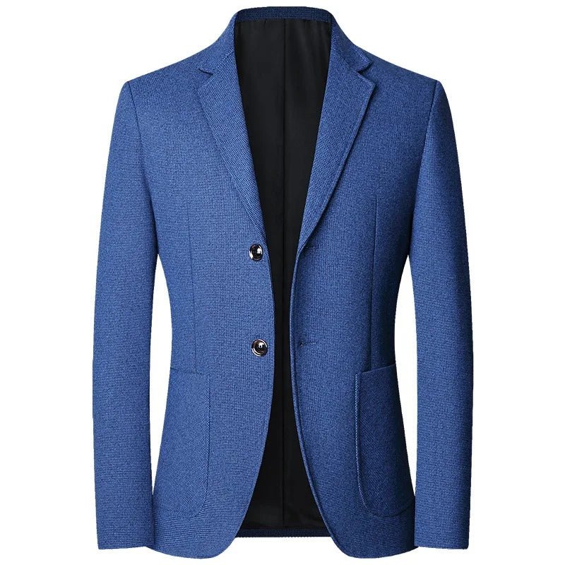 Spring Autumn Smart Casual Blazers Men Fashion Slim Fit Suit Jackets Solid Color Turn Down Collar Mens Blazer Outerwear Coats - PratSN