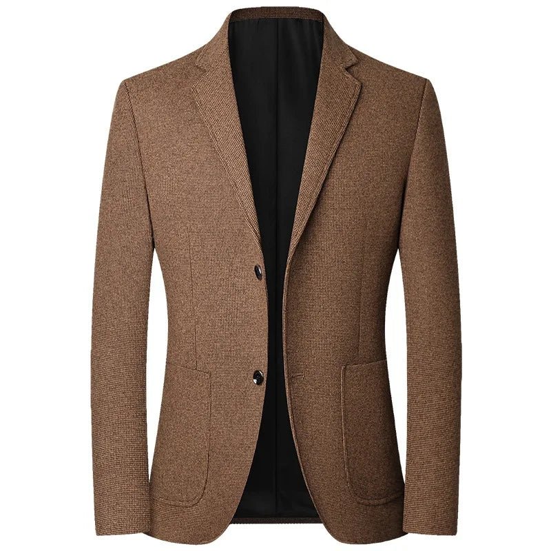 Spring Autumn Smart Casual Blazers Men Fashion Slim Fit Suit Jackets Solid Color Turn Down Collar Mens Blazer Outerwear Coats - PratSN