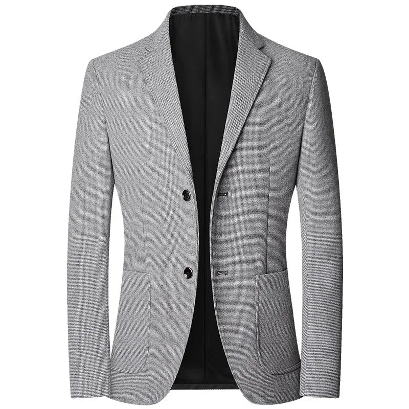 Spring Autumn Smart Casual Blazers Men Fashion Slim Fit Suit Jackets Solid Color Turn Down Collar Mens Blazer Outerwear Coats - PratSN