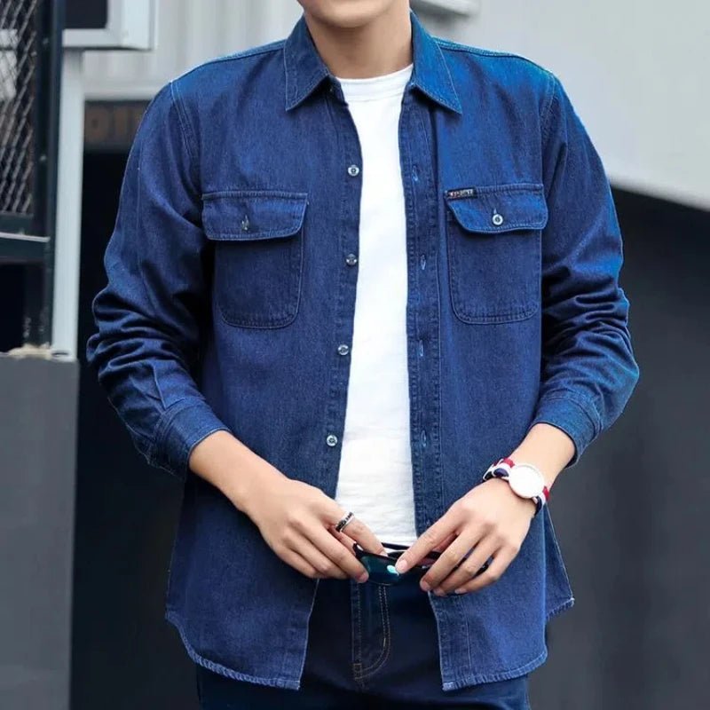 Spring Autumn Youth Men Denim Shirt Coat Long Sleeve Pure Cotton All - match Jackets - PratSN