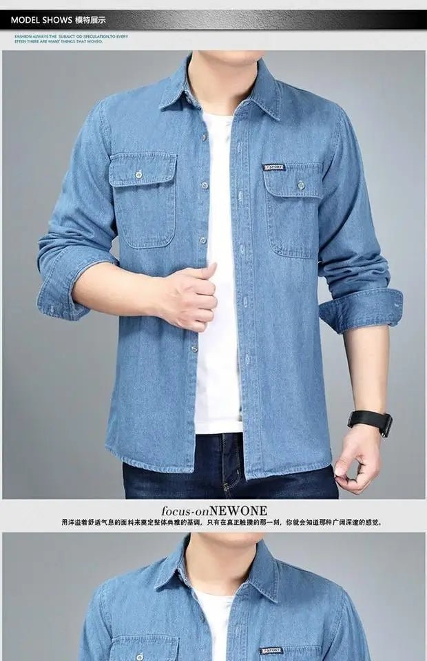Spring Autumn Youth Men Denim Shirt Coat Long Sleeve Pure Cotton All - match Jackets - PratSN