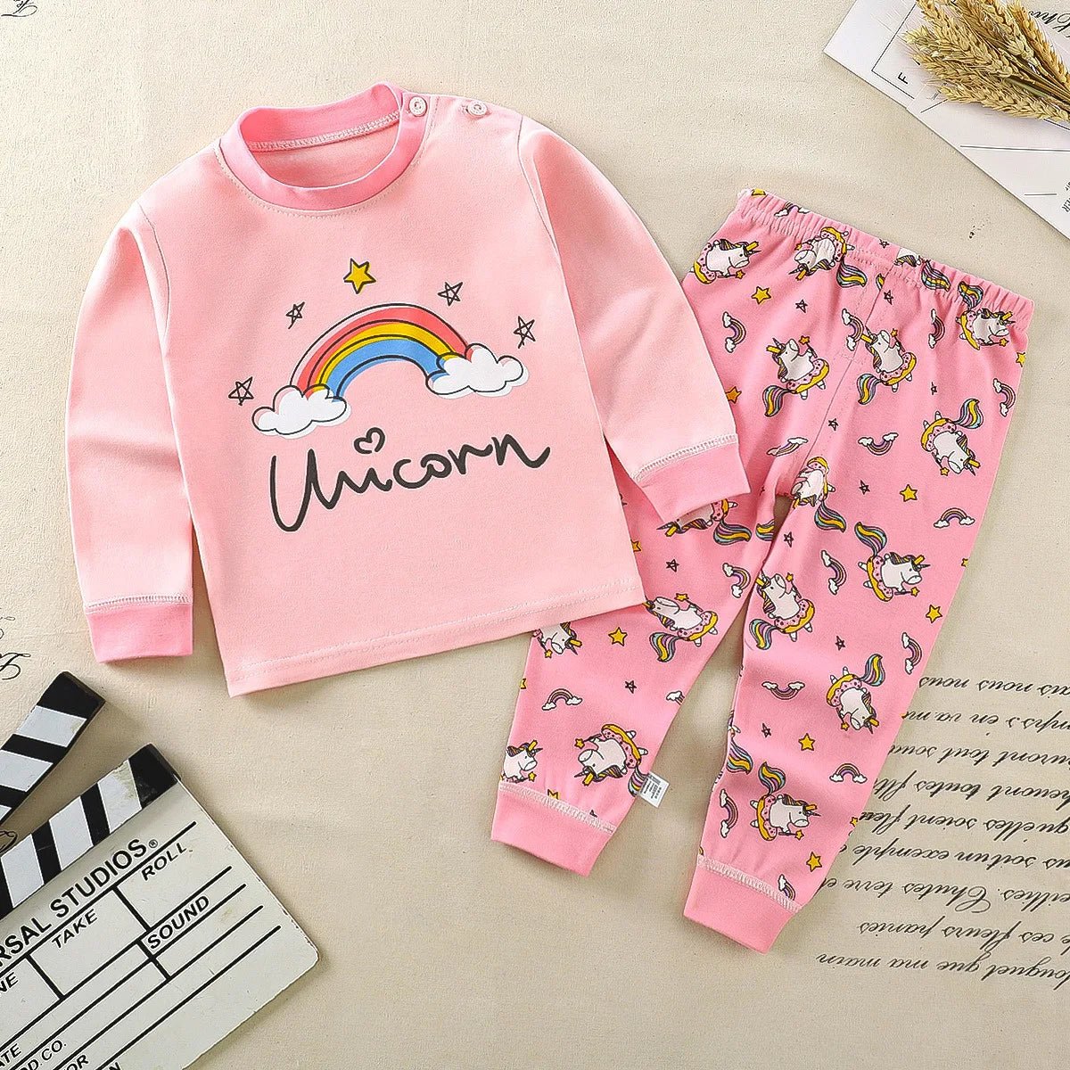 Spring Baby boy Baby girl Long - sleeved cartoon Soft O - neck Home cotton Set baby clothes set - PratSN