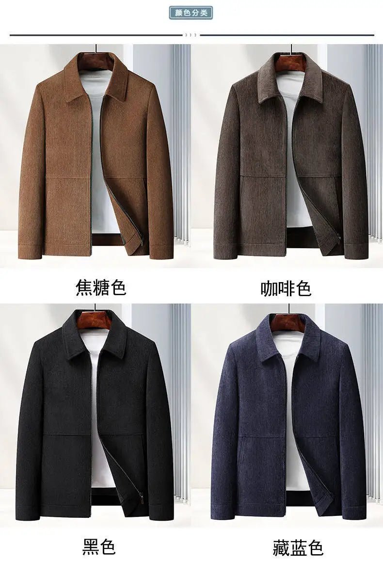 Spring Brand Business Jacket Men Casual Coats Zipper Simple Middle - Aged Elderly Dad Clothes Office Outerwear Blazer Jackets Tops - PratSN