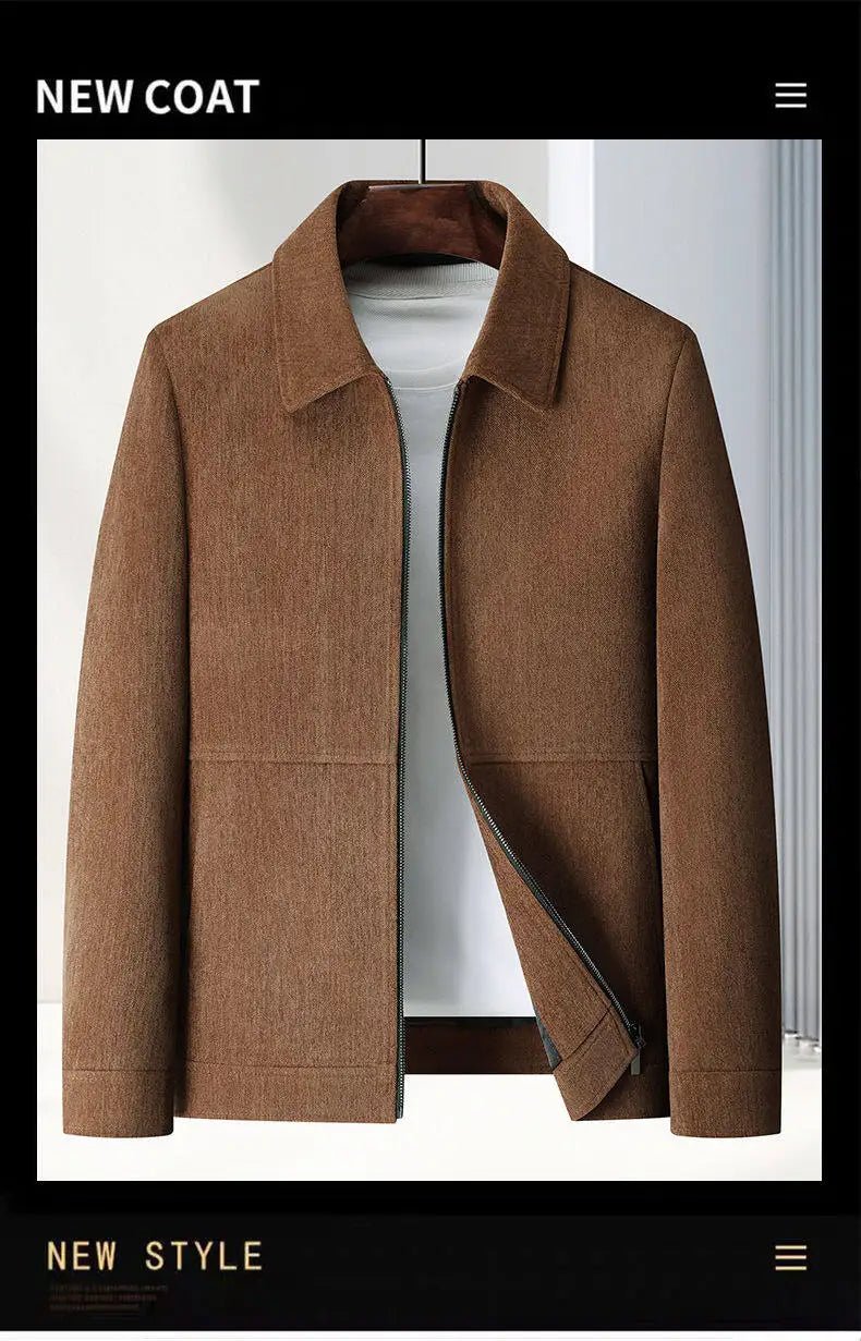 Spring Brand Business Jacket Men Casual Coats Zipper Simple Middle - Aged Elderly Dad Clothes Office Outerwear Blazer Jackets Tops - PratSN