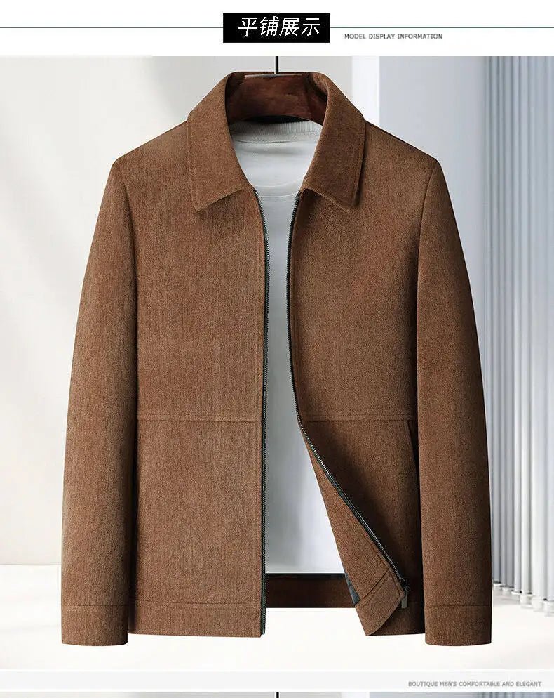 Spring Brand Business Jacket Men Casual Coats Zipper Simple Middle - Aged Elderly Dad Clothes Office Outerwear Blazer Jackets Tops - PratSN