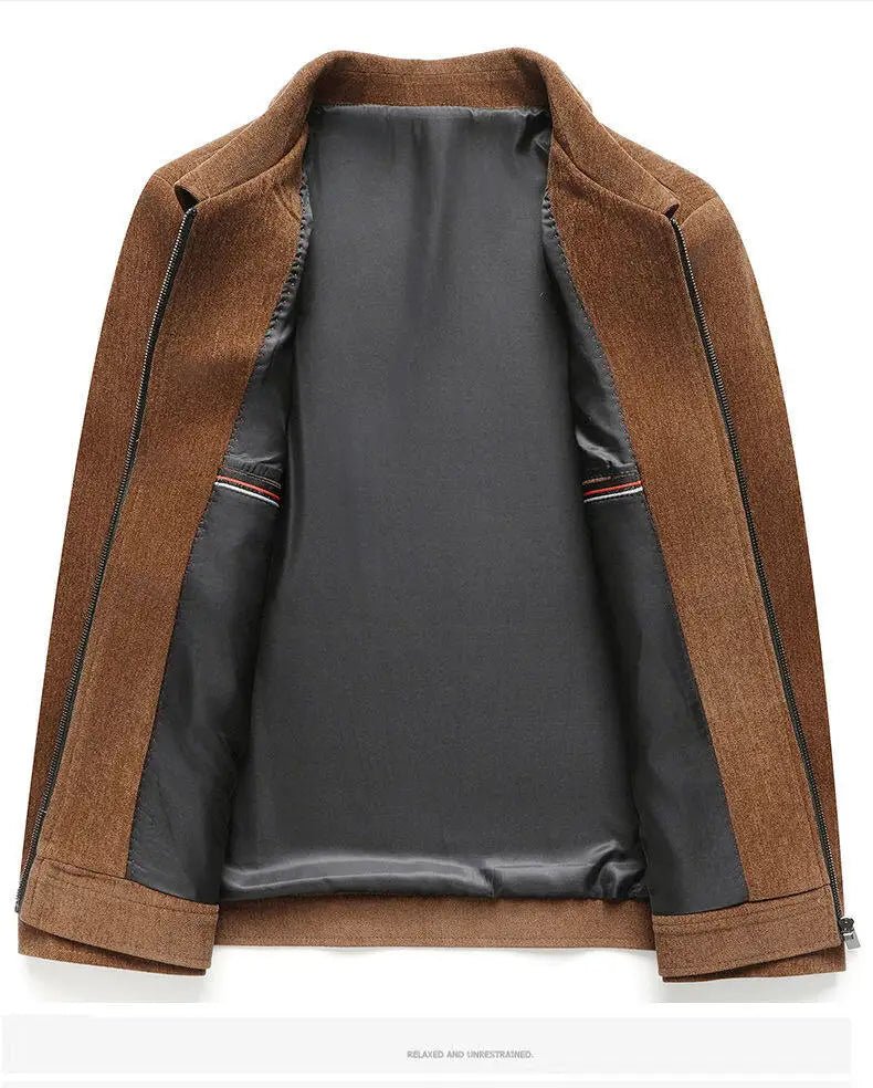 Spring Brand Business Jacket Men Casual Coats Zipper Simple Middle - Aged Elderly Dad Clothes Office Outerwear Blazer Jackets Tops - PratSN