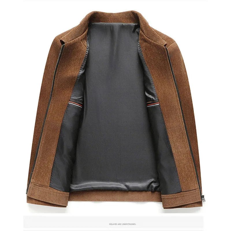 Spring Brand Business Jacket Men Casual Coats Zipper Simple Middle - Aged Elderly Dad Clothes Office Outerwear Blazer Jackets Tops - PratSN