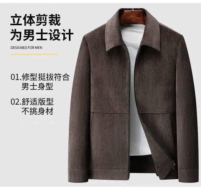 Spring Brand Business Jacket Men Casual Coats Zipper Simple Middle - Aged Elderly Dad Clothes Office Outerwear Blazer Jackets Tops - PratSN