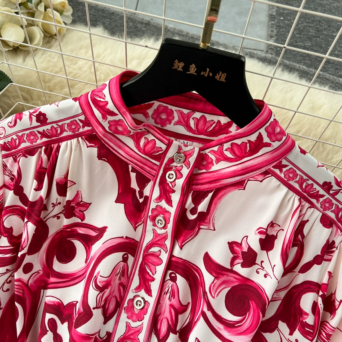Spring Elegant Stand Collar Casual Midi Dress For Women Printed Lace Vestidos - PratSN