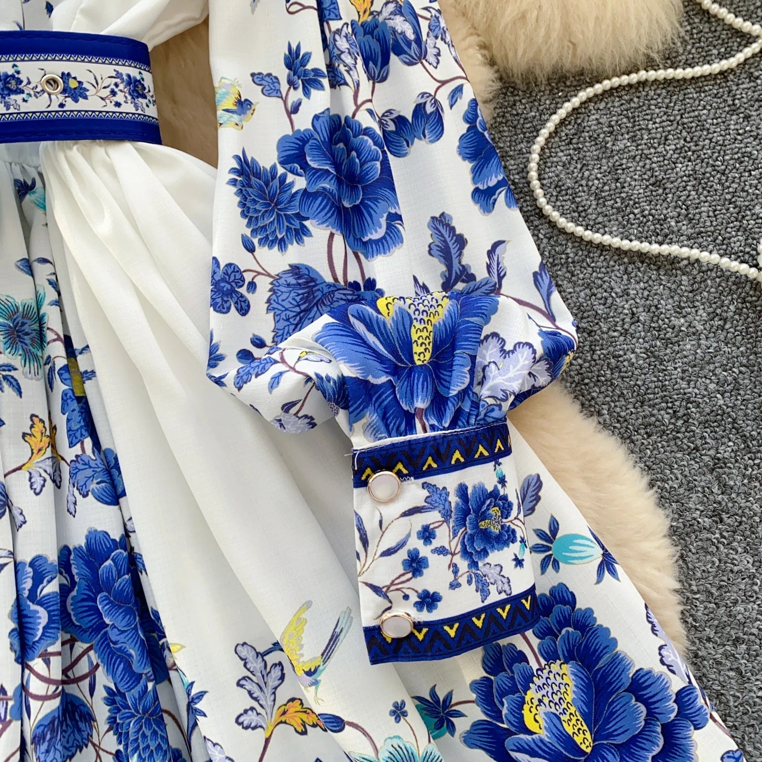 Spring Fall New Women 2025 Europe and the United States Fashion Long - sleeved Printed A - line Elegant Dresses - PratSN