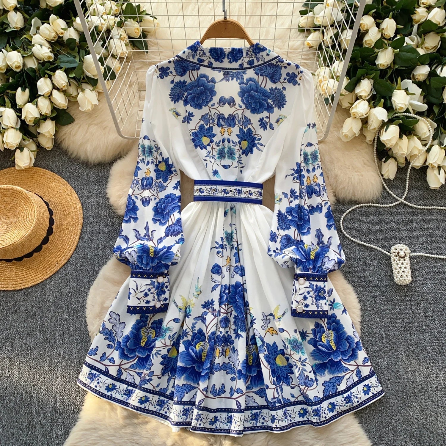 Spring Fall New Women 2025 Europe and the United States Fashion Long - sleeved Printed A - line Elegant Dresses - PratSN