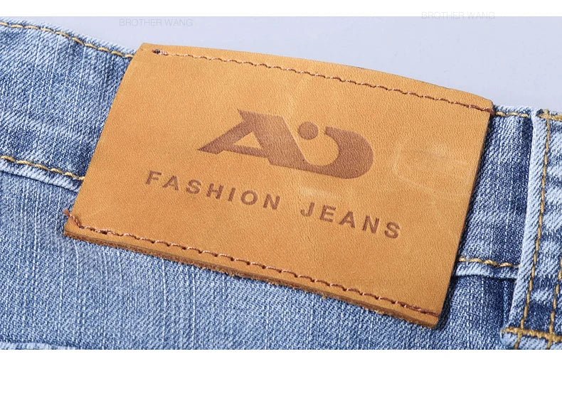 Spring Men's Light Blue Slim Jeans Stylish Casual Stretch Fabric Denim Pants Classic Trousers Smoke Gray - PratSN