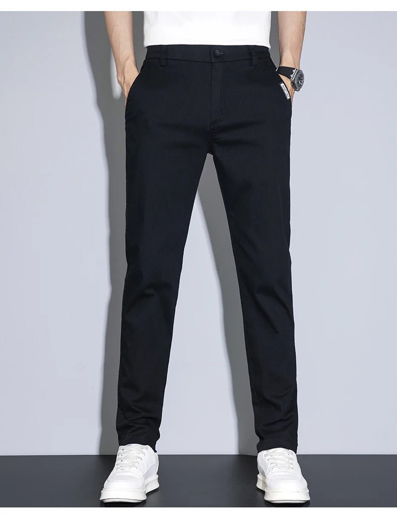 Spring Summer Classic Men's Casual Pants Stretch Slim Business Cotton Trousers Fashion Zippered Pocket Thin Men Pants Korean - PratSN
