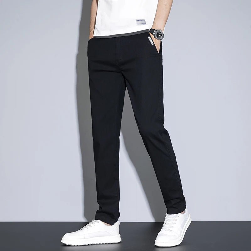 Spring Summer Classic Men's Casual Pants Stretch Slim Business Cotton Trousers Fashion Zippered Pocket Thin Men Pants Korean - PratSN