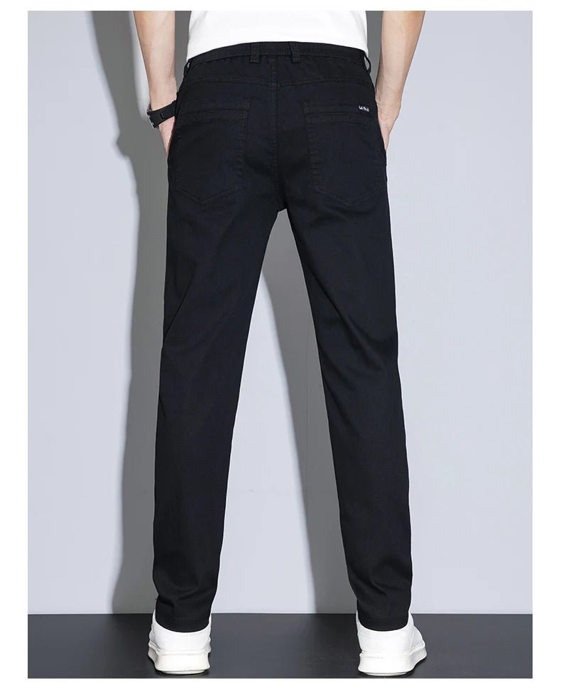 Spring Summer Classic Men's Casual Pants Stretch Slim Business Cotton Trousers Fashion Zippered Pocket Thin Men Pants Korean - PratSN