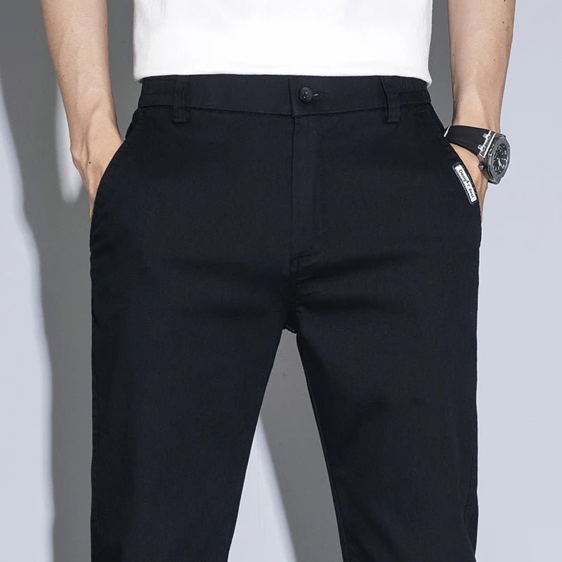 Spring Summer Classic Men's Casual Pants Stretch Slim Business Cotton Trousers Fashion Zippered Pocket Thin Men Pants Korean - PratSN
