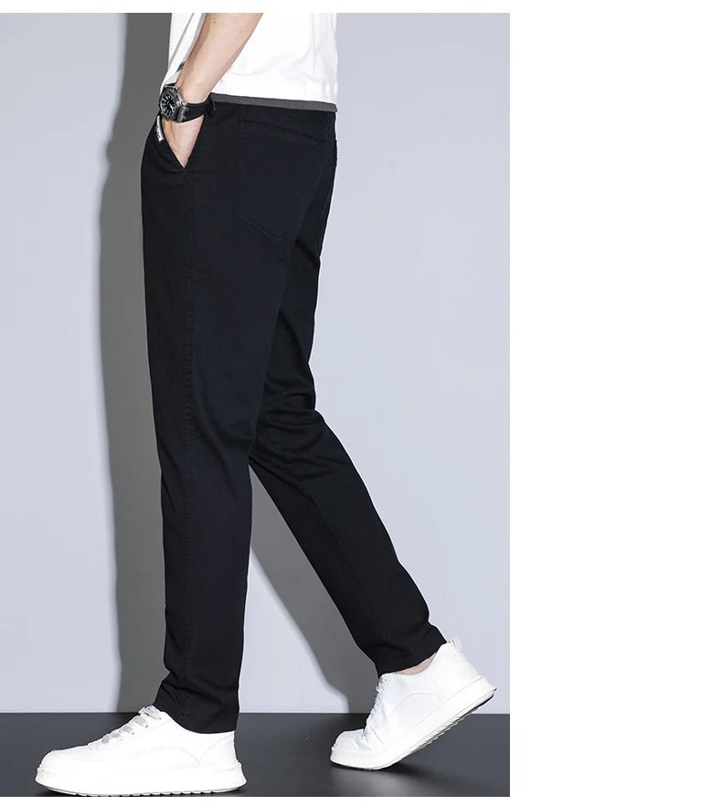 Spring Summer Classic Men's Casual Pants Stretch Slim Business Cotton Trousers Fashion Zippered Pocket Thin Men Pants Korean - PratSN