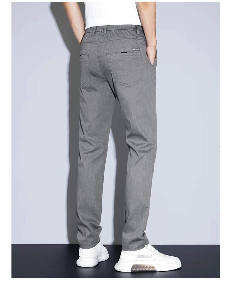 Spring Summer Classic Men's Casual Pants Stretch Slim Business Cotton Trousers Fashion Zippered Pocket Thin Men Pants Korean - PratSN