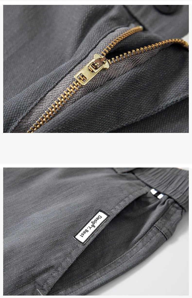 Spring Summer Classic Men's Casual Pants Stretch Slim Business Cotton Trousers Fashion Zippered Pocket Thin Men Pants Korean - PratSN