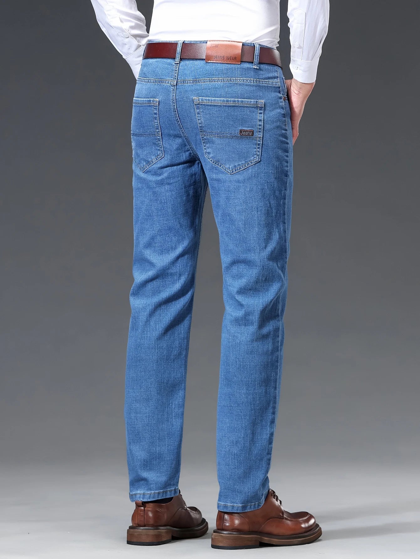 Spring Summer Thin Men's Straight Jeans Business Casual Stretch Comfortable Trousers Fashion Embroidered Male Denim Pants - PratSN
