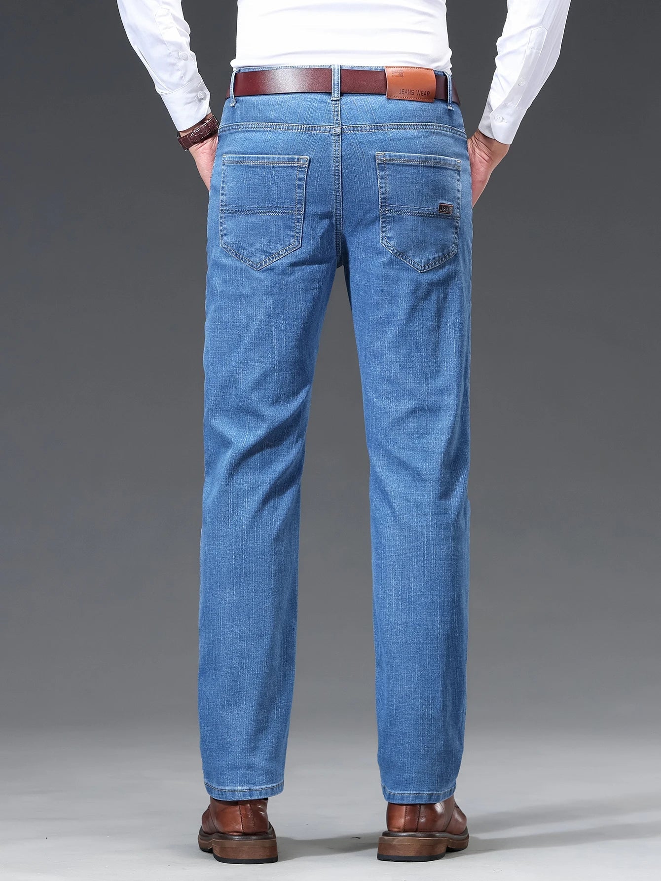 Spring Summer Thin Men's Straight Jeans Business Casual Stretch Comfortable Trousers Fashion Embroidered Male Denim Pants - PratSN