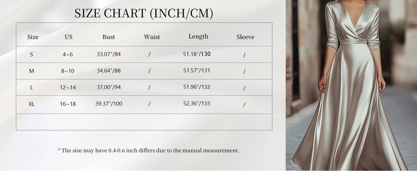 Spring/Autumn Collection: French - inspired Elegance Luxury - feel V - neck Long - sleeved Fitted Waist Dress Evening Gown for Banquets - PratSN