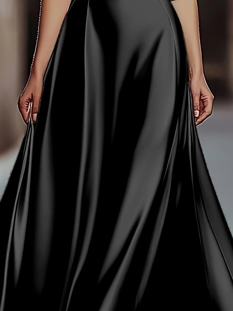 Spring/Autumn Collection: French - inspired Elegance Luxury - feel V - neck Long - sleeved Fitted Waist Dress Evening Gown for Banquets - PratSN