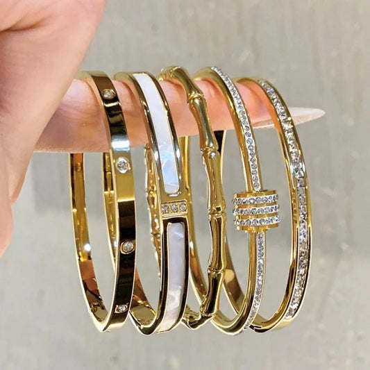 Stainless Steel Bracelets for Women Multiple Styles Gold Color Non - Fading Bangles Fashion Jewelry Accessory Gift - PratSN