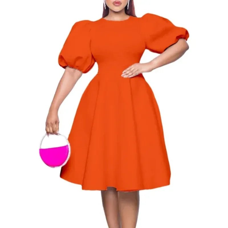 Summer A - line Dress African Dresses for Women 2023 Elegant Short Lantern Sleeve High Waist Robe Africaine Femme African Clothes - PratSN