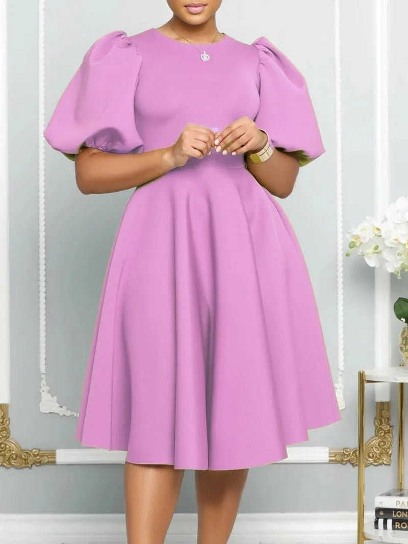 Summer A - line Dress African Dresses for Women 2023 Elegant Short Lantern Sleeve High Waist Robe Africaine Femme African Clothes - PratSN