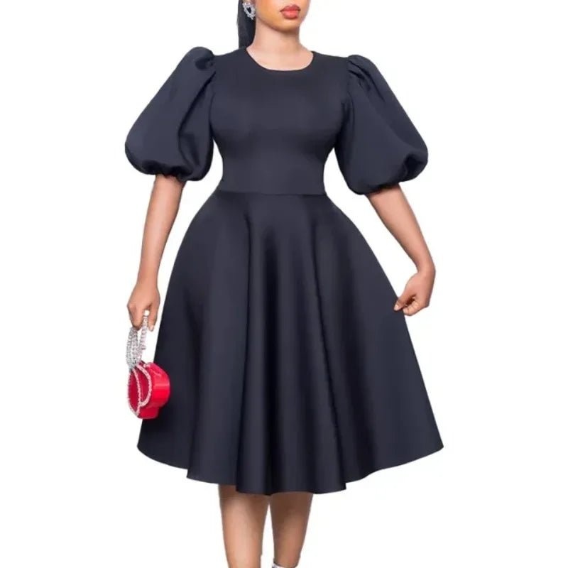 Summer A - line Dress African Dresses for Women 2023 Elegant Short Lantern Sleeve High Waist Robe Africaine Femme African Clothes - PratSN
