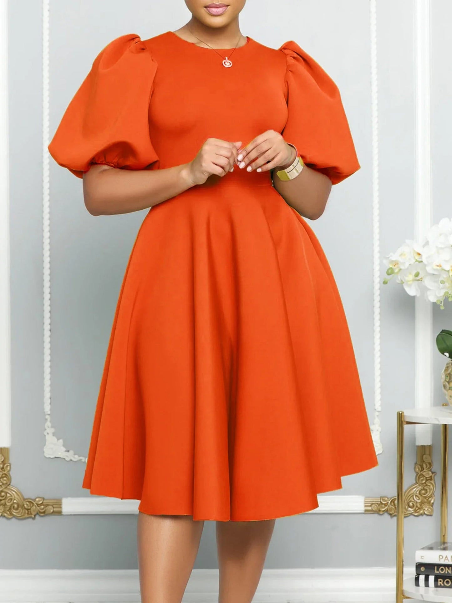 Summer A - line Dress African Dresses for Women 2023 Elegant Short Lantern Sleeve High Waist Robe Africaine Femme African Clothes - PratSN