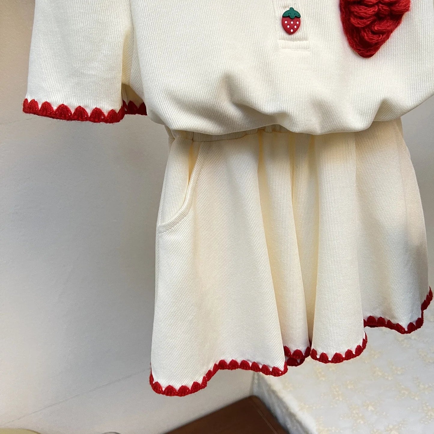 Summer Baby Girl Clothes Set Kid Lapel Tshirts and Shorts 2 Pieces Suit Children Strawberry Top Bottom Outfits Tracksuits - PratSN