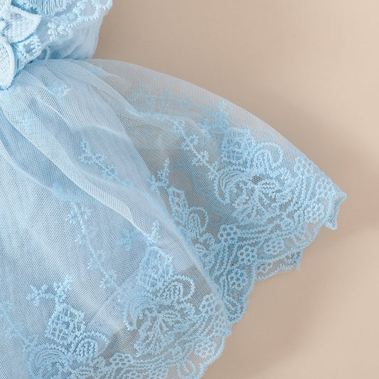 Summer Baby Girl Sweet Sleeveless Lace Triangle Rompers Mesh Lace Flower Dress - PratSN